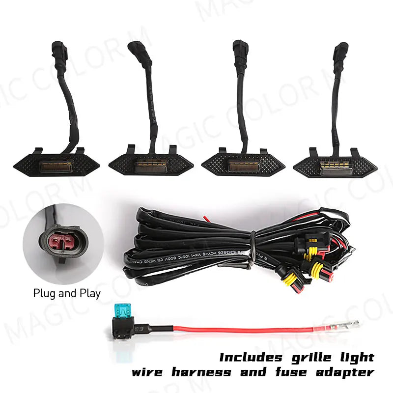4PCS LED Grille Lights For Toyota RAV4 2019 2020 2021 2022 Front Grid Warning DRL Daytime Running Lamp Daylights Car Accessories
