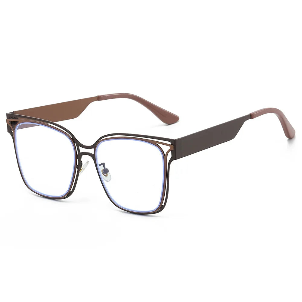 JNPCXI New Square Follow Oversized Fashion Glasses For Women Trendy Double Color Frame Clear Lens Computer Ladies Eyewear