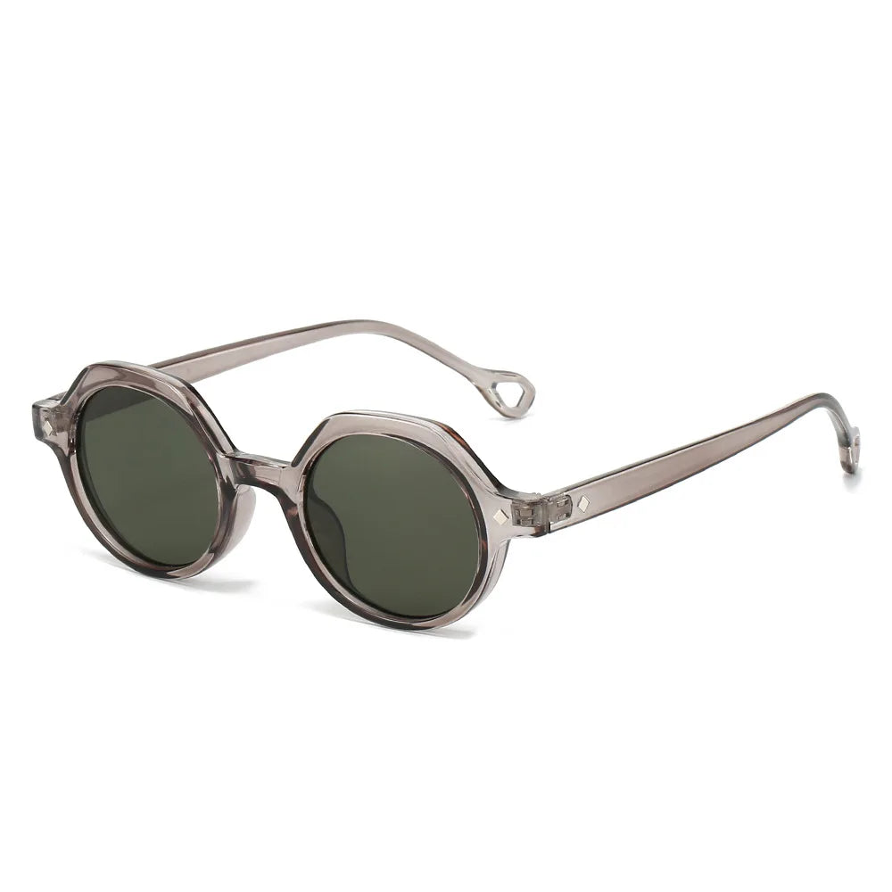 JNPCXI Retro Small Round Punk Sunglasses Women Fashion Gradient Leopard Shades UV400 Men Rivets Sun Glasses