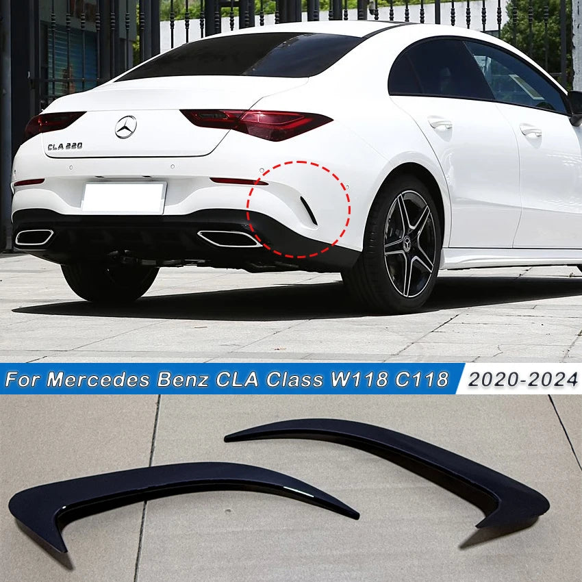 Car Rear Bumper Side Spoiler Canards Vents Cover Trim For Mercedes Benz CLA Class W118 C118 CLA200 220 250 260 45 AMG 2013-2019