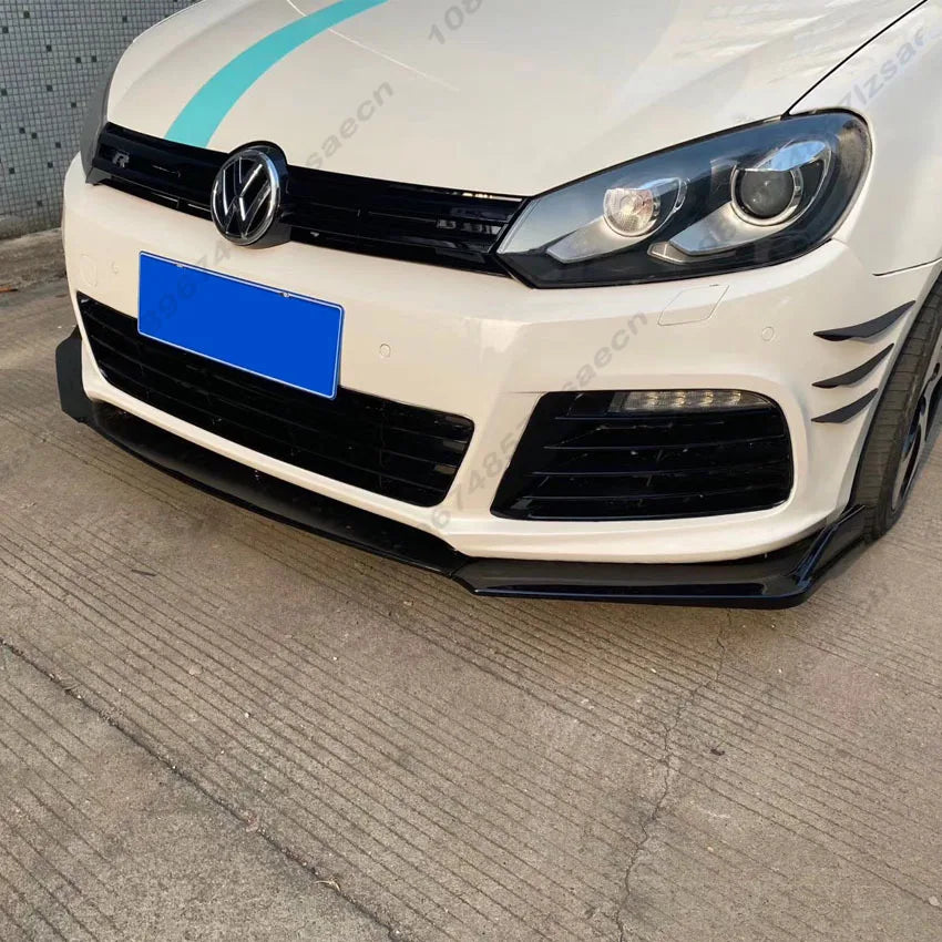 For Volkswagen Golf 6 MK6 R R20 2008-2013 Sports Style Front Bumper Lip Spoiler Diffuser Splitter Body Kits Tuning Gloss Black