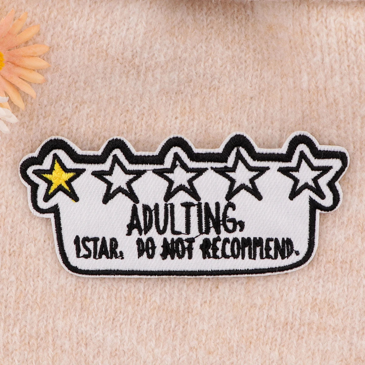 ADULTING Embroidered Patches For Clothing Thermoadhesive DIY Jackets Iron on Patches For Clothes Stars Sew Stickers