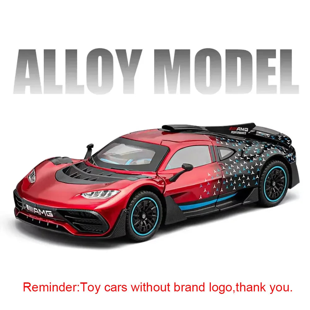 1:24 ONE SLS Alloy Sportscar Toys Model Diecast Vehice Sound Light Pull Back Doors Opened Rubber Tires for Kids Christmas Gifts