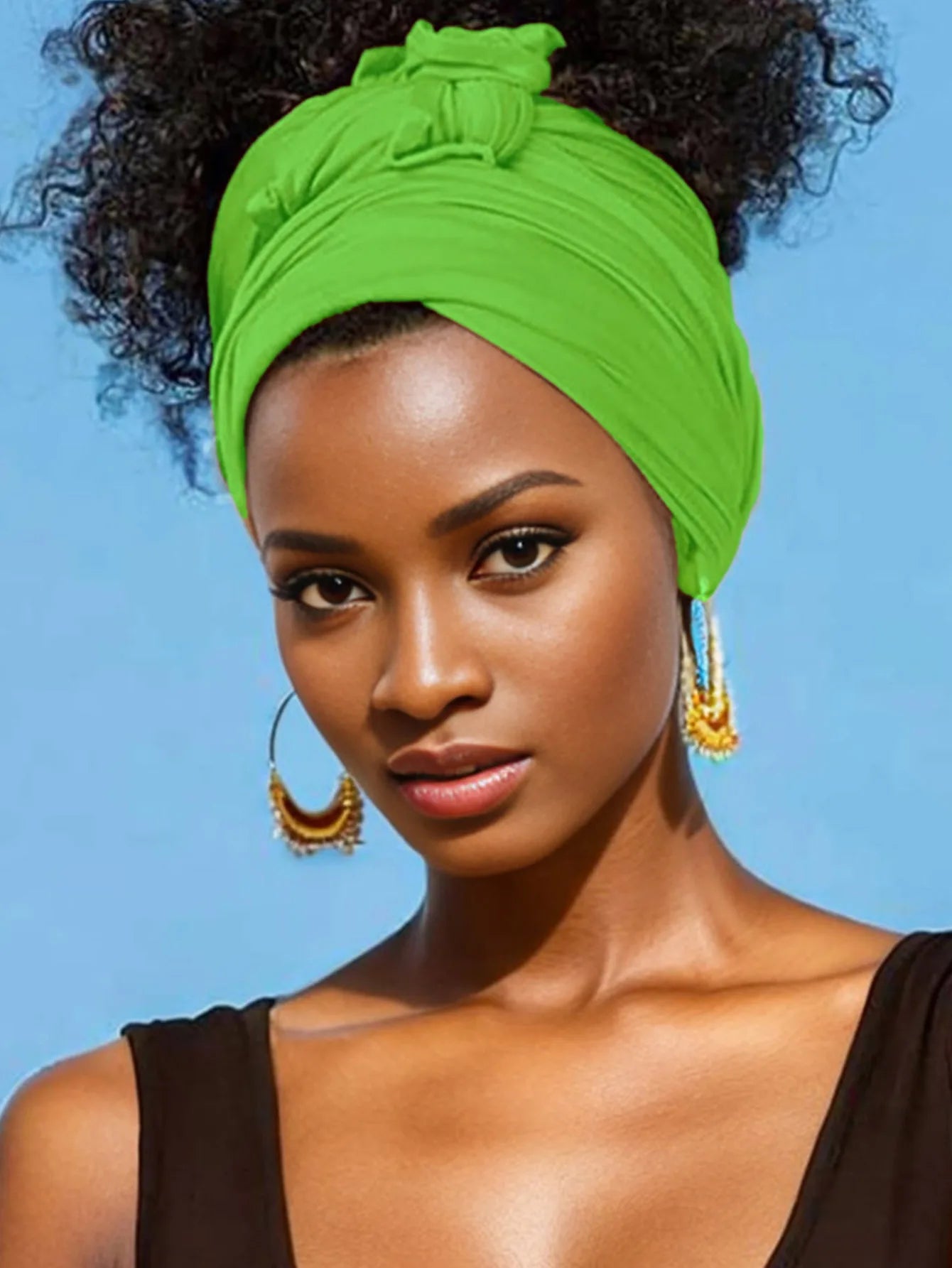 XXL stretch jersey turban african solid color super soft breathable headband