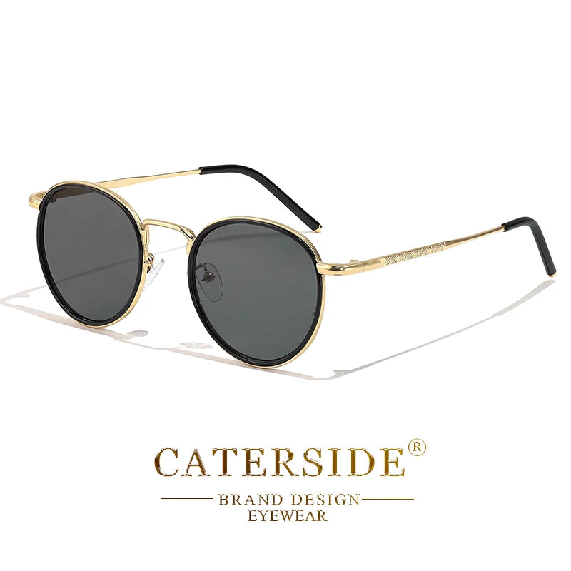 CATERSIDE Retro Round Sunglasses Men's Punk Metal Frame Brand Design Sun Glasses for Women's Party Travel Eyewear Business UV400