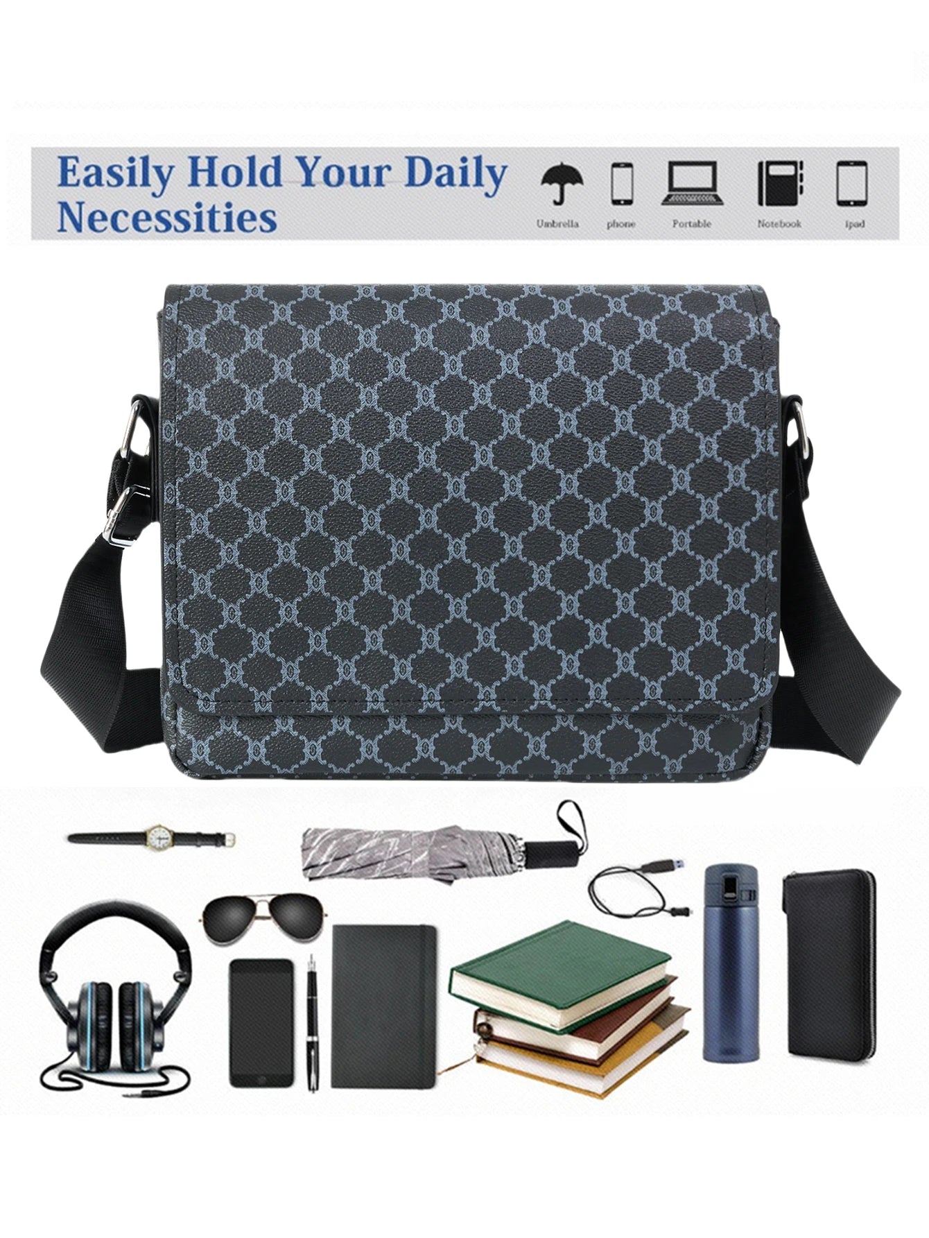 Simple Casual Flap Crossbody Bag Business Work Commuter Portable Shoulder Bag