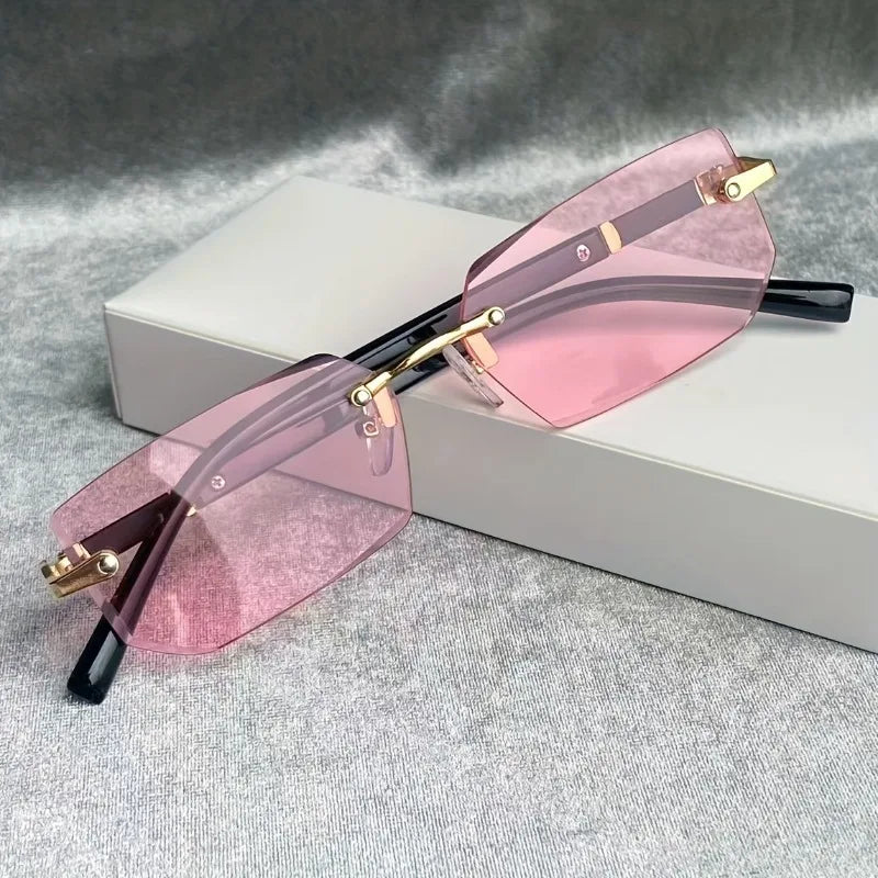 1PairY2K Inspired Rimless Fashion Glasses Decorative Eyewear for Men and Women Perfect for Casual Streetwear Parties and Holiday