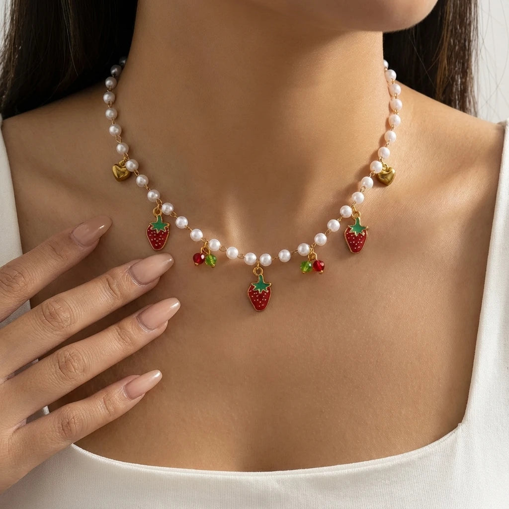 New Luxury Baroque Imitation Pearl Necklace for Women Gold Color Starfish Conch Pendant Choker Summer Beach Wedding Jewelry Gift