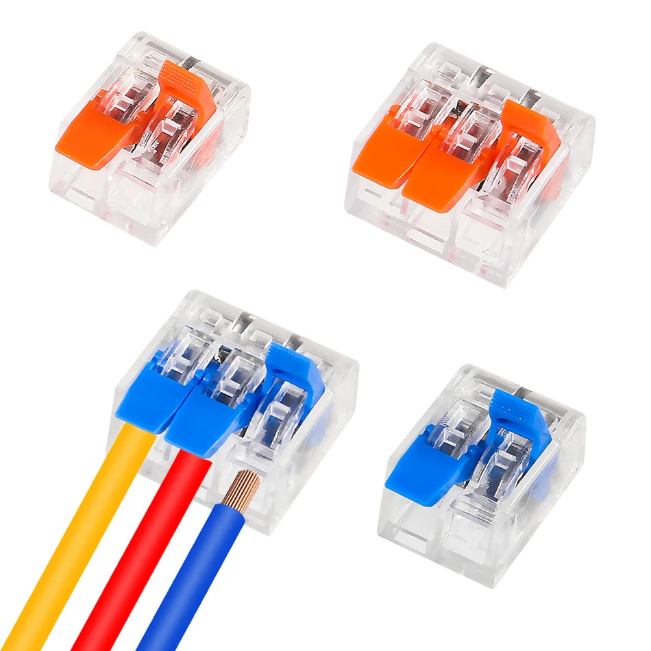 100pcs Quick Wire Connectors Plug-in Universal Compact Home Wiring Cable Connector 2/3 Pin Conductor Terminal Block