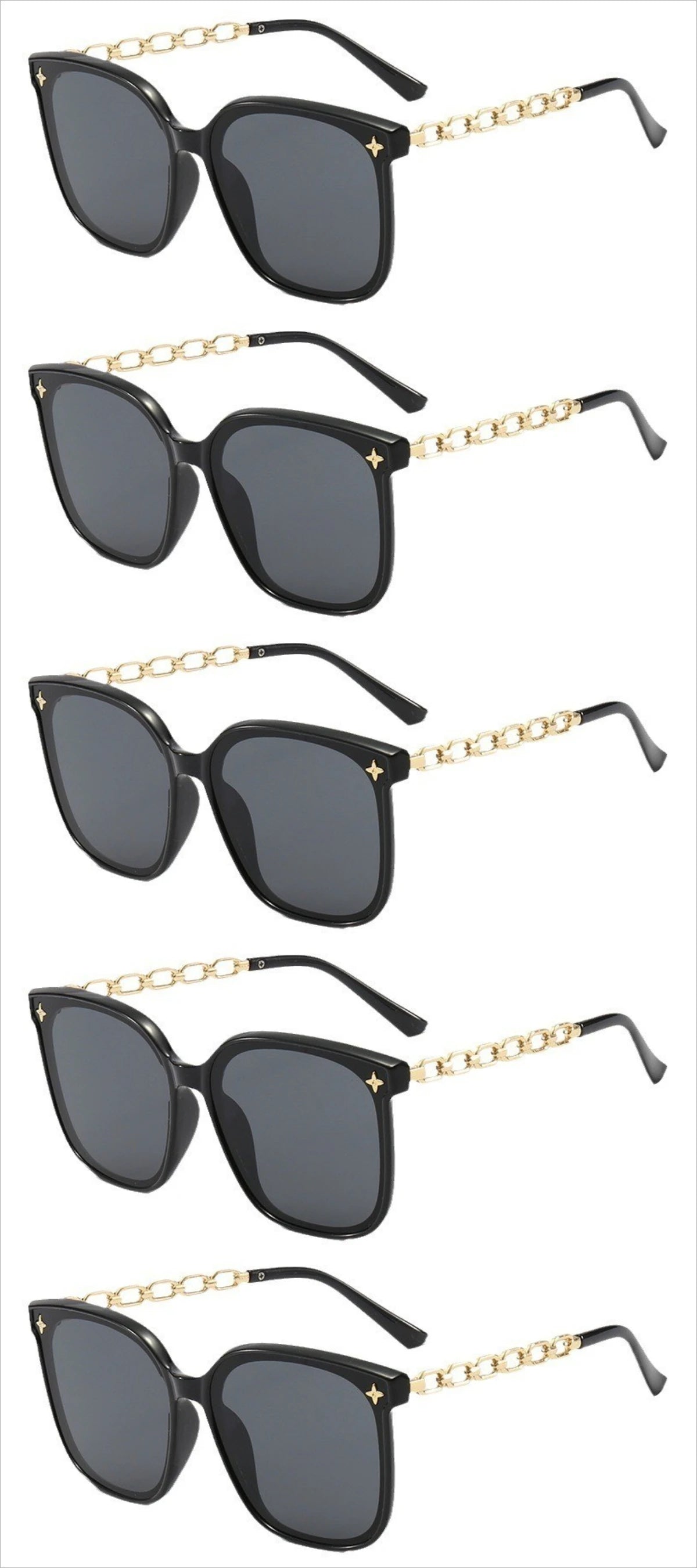 5pcs Classic Square Men's and Women's Sunglasses, Retro Large Frame UV Resistant Sunglasses
