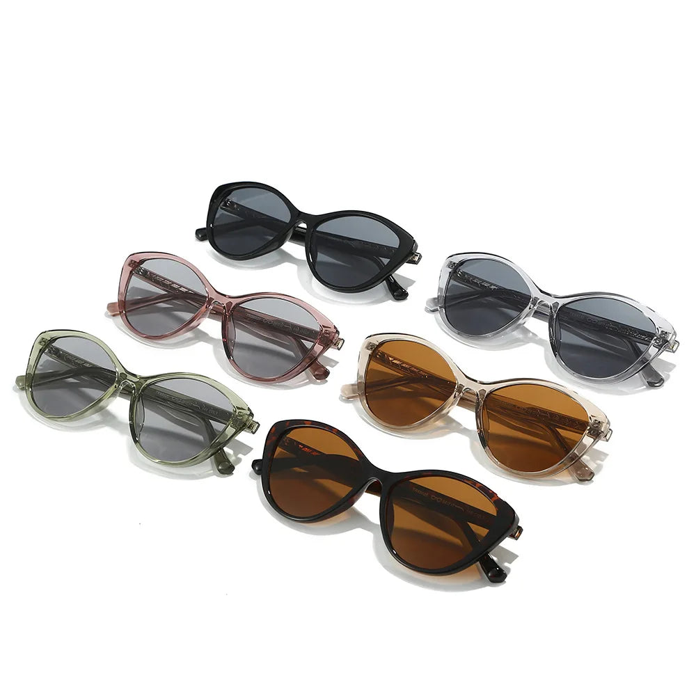 JNPCXI New TR90 Cat Eye Men Sunglasses Shades UV400 Fashion Green Oval Lens Women Punk Sun Glasses