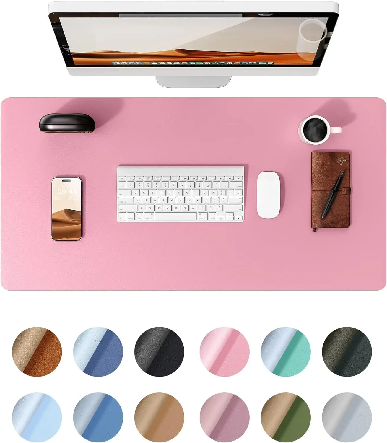 Large Size Leather Desk Pad Protector, Office Desk Mat, Large Mouse Pad, Non-Slip PU Leather Desk Blotter, Laptop Desk Pad