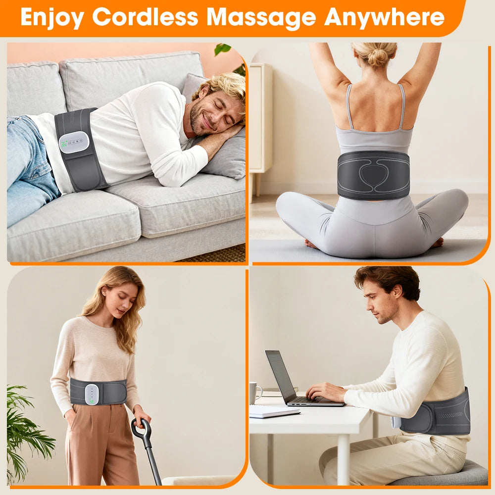 Cordless Airbag Heated Waist Belt Lower Back Lumbar Support Heating Pad 4 Heating Massage Brace Abdomen Warm Menstrual Care Wrap