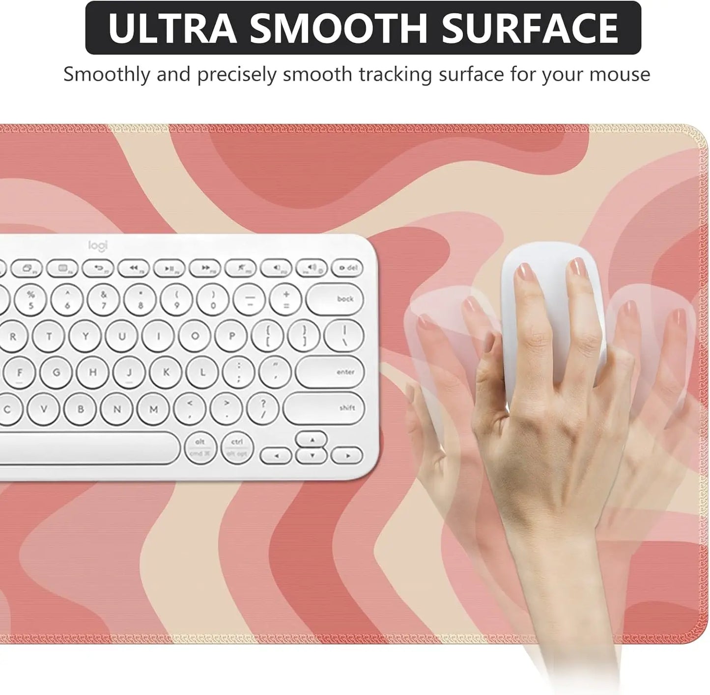 XXL Large Mouse Pad, Rubber Base Mousepad with Stitched Edges, Big Computer Mouse Mat for Office, Home, Fluid