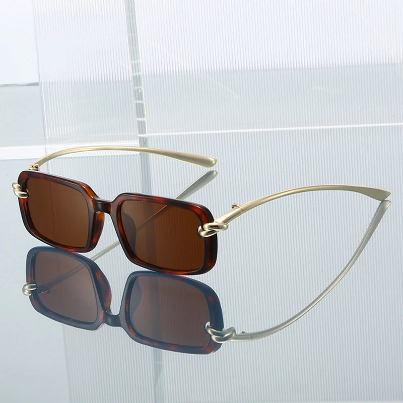 JNPCXI New Fashion Rectangle Sunglasses Women Clear Black Orange Trending Punk Shades UV400 Men Sun Glasses