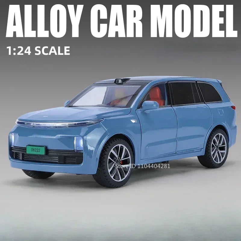 1:24 NIO ES8 L9 Alloy Miniature Toy Car Model Diecast Sound Light Pull Back Doors Opened New Energy Vehicles Collection Kids Toy