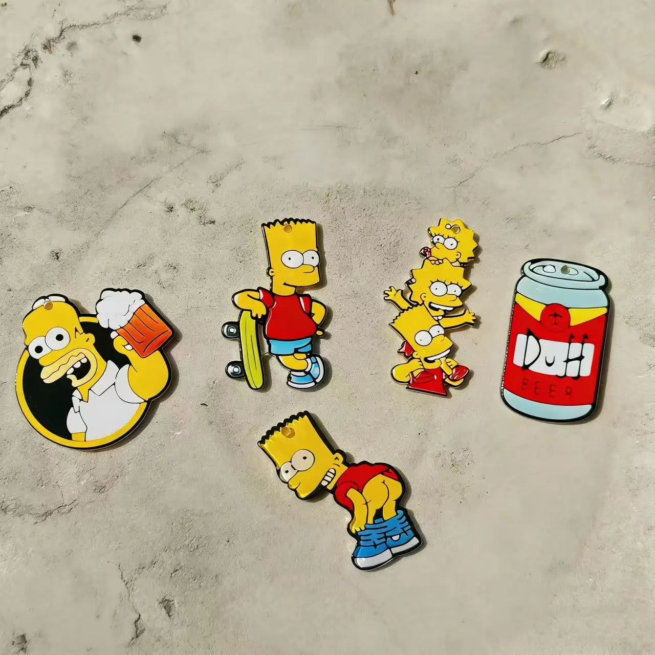 5 PCS Cute Cartoon Enamel Charms – Funny Character Pendants for Jewelry Making & Keychains