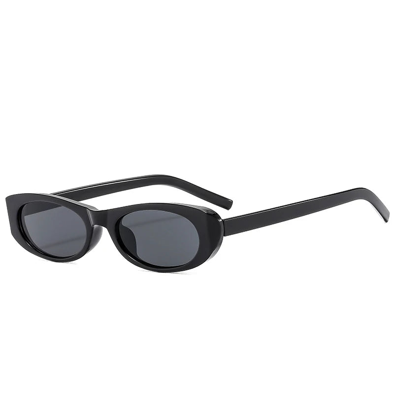 JNPCXI Trendy Cat Eye Black Sunglasses Women Brand Narrow Frame Rectangle Shades Small Eyewear Men Sun Glasses Female Male UV400