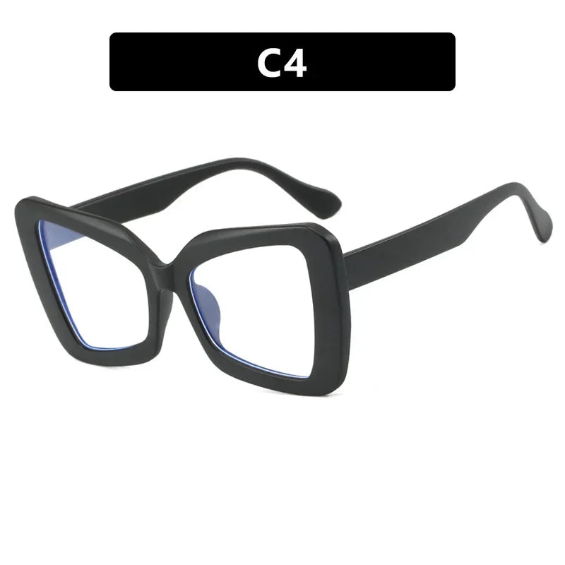 JNPCXI New Fashion Oversized Frame Gradient Women Irregular Anti Blue Light Glasses Fashion Women's Flat Light Glasses