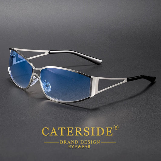 CATERSIDE Men's Punk Sunglasses Brand Design Fashion Technology Retro Sun Glasses Women's Travel Beach Y2K Glasses Gift UV400