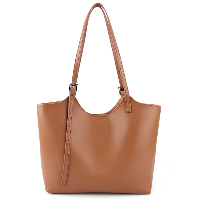 Genuine Leather Tote Bag for Women Large Capacity Cowhide Shoulder Bag Patchwork Commute Handbag Luxury Designer Bag