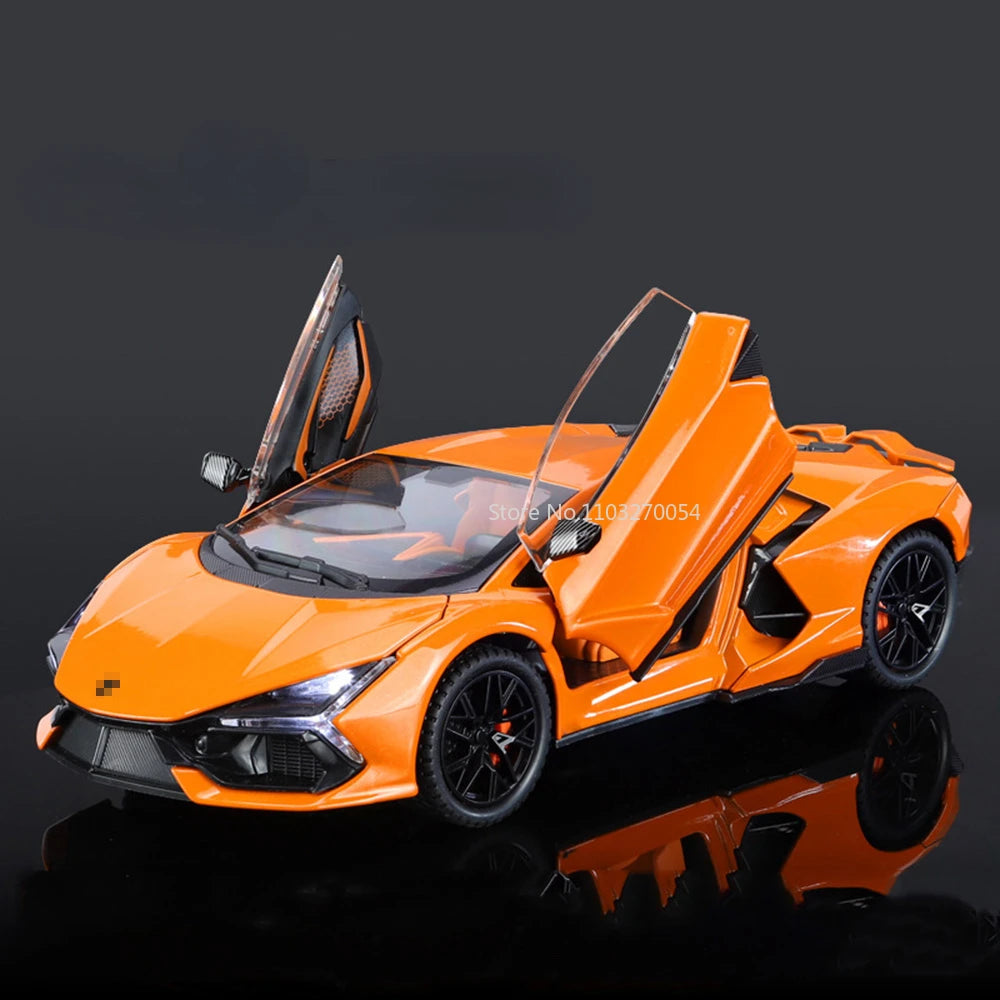 Scale 1/24 Aventador Alloy Diecast Toy Car Model 4 Door Can Opened Rubber Tire Sound Light Full Back vehicle Boy Gift Decoration
