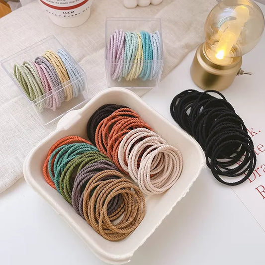 50pcs/box Macaron Color Hair Rope for Women Seamless High Elastic Hair Ring Fashion Girl Hair Tie