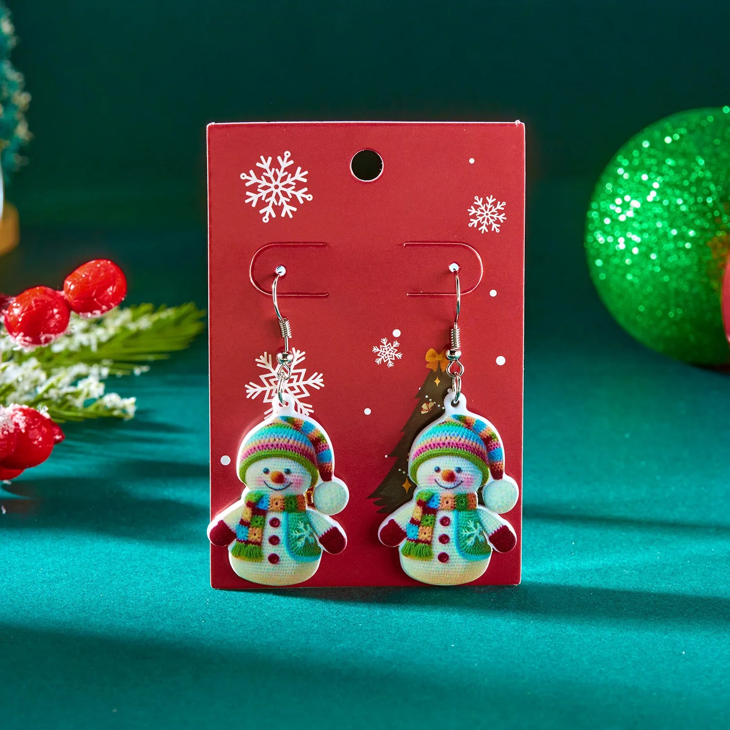 New Creative Acrylic Snowman Drop Earrings For Women Girls Cute Snowman Pendant Necklace Festivel Party Jewelry Christmas Gifts