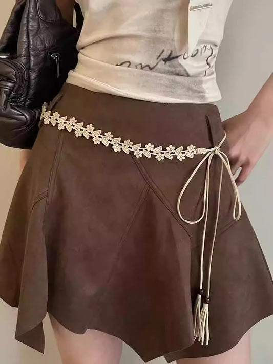 Bohemian Retro Folk Style Waist Chain Female Korean Version Of The New Dress With High-Grade Belt With White Waist Rope