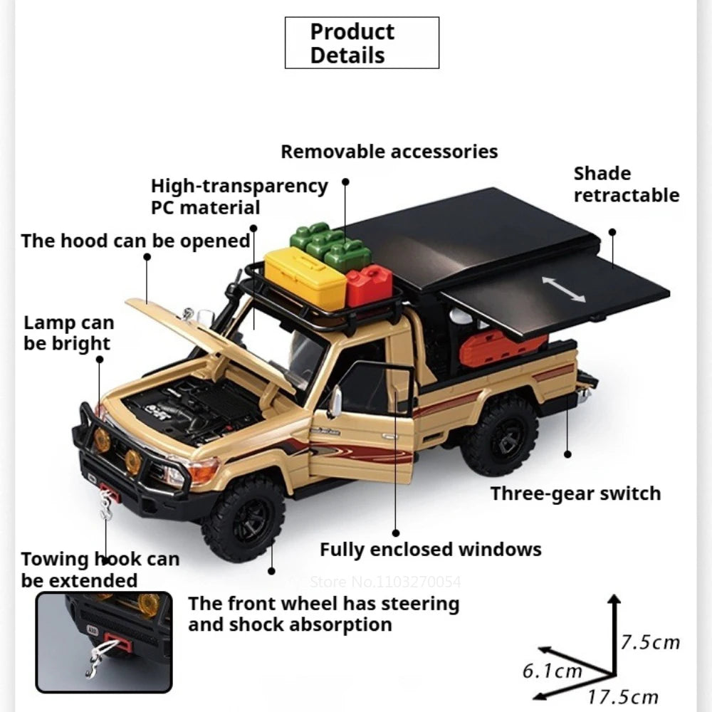 1:32 Land Cruiser LC79 Miniature Model Alloy Diecast Toys Car Front Wheel Steering Doors Opened Shock Absorption Vehcie Boy Gift