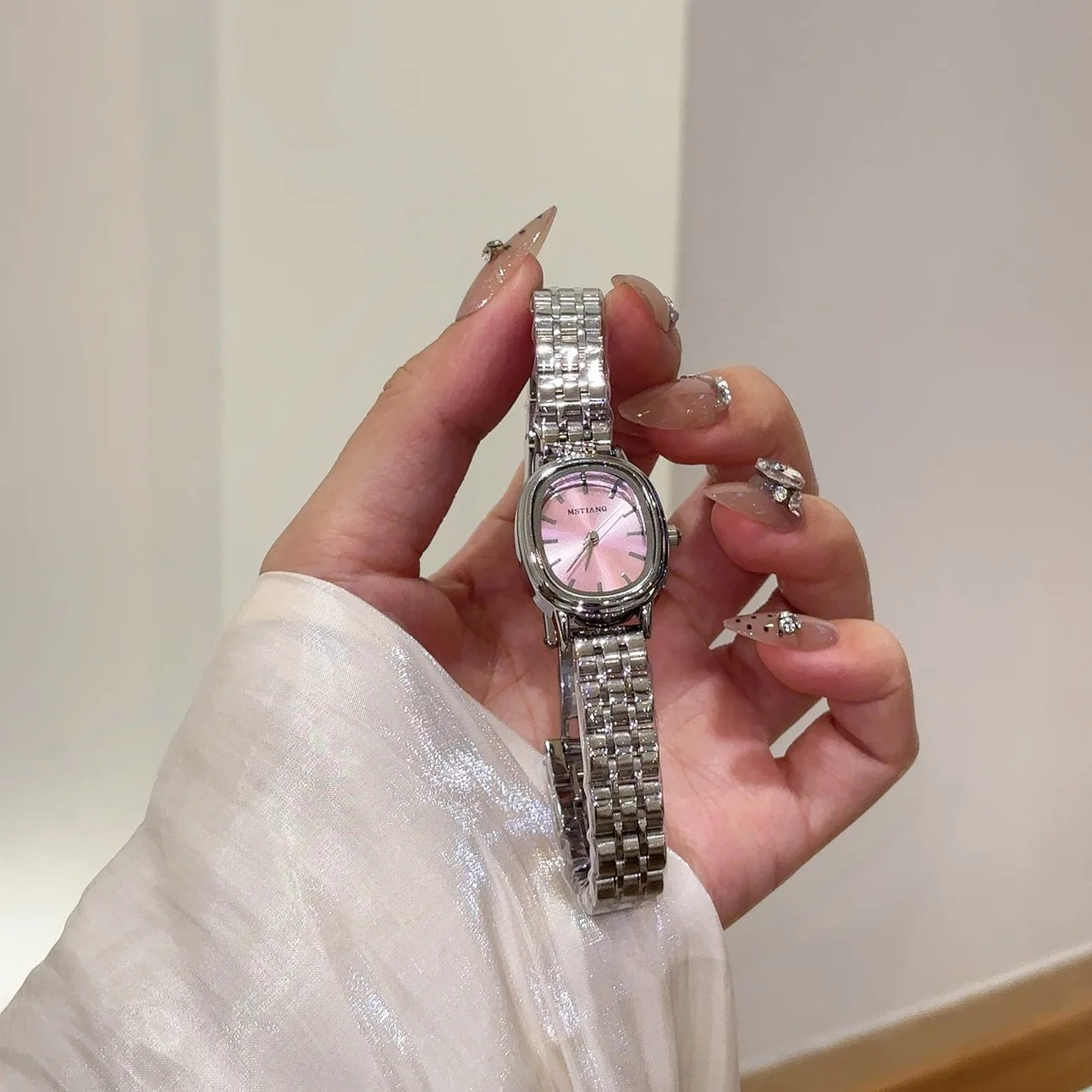 Small Dial Watch Small Sugar Coated Steel Strip Watch Student Fashion Korean Version Simple College Style Clock Relógio Feminino