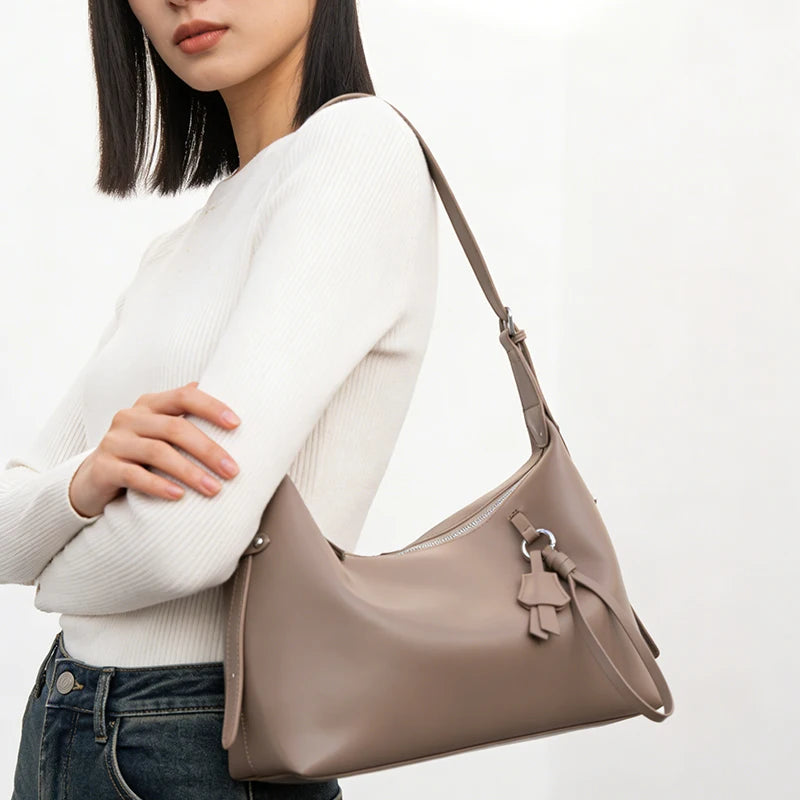 Women Natural Genuine Cow Leather Crossbody Bag Female Luxury Designer Shoulder Bags Lady Casual Retro Cowhide Handbag Hobos Bag