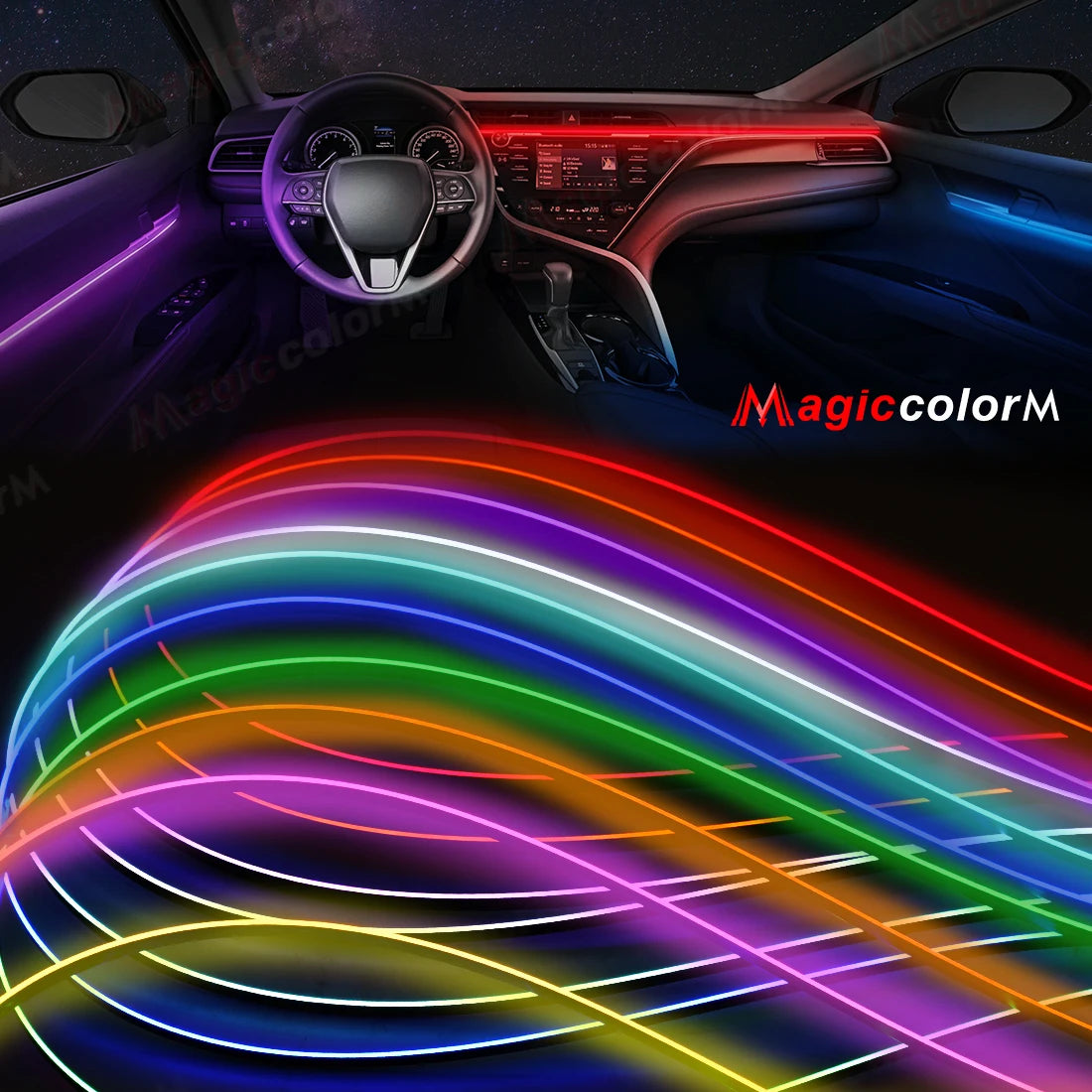 Car LED Ambient Light Car Interior Decorative Lamp For Universal DIY Flexible Hidden Cuttable Acrylic Strip High Density Colour