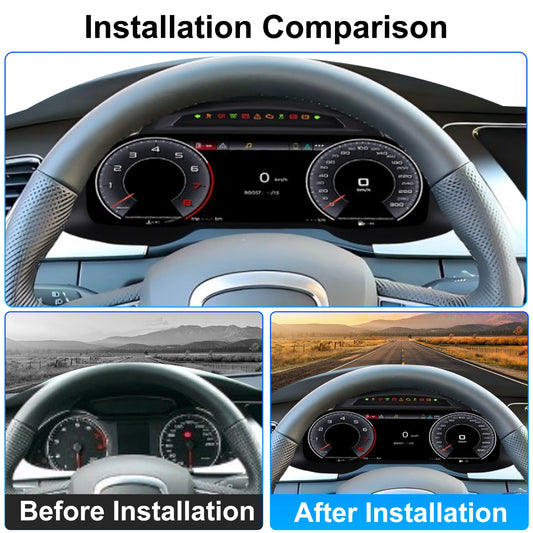 Digital instrument cluster For Audi A4 2009-2012 speedometer 12.3”HD screen1920*720 / iOS Carplay / Android Auto /Plug&Play