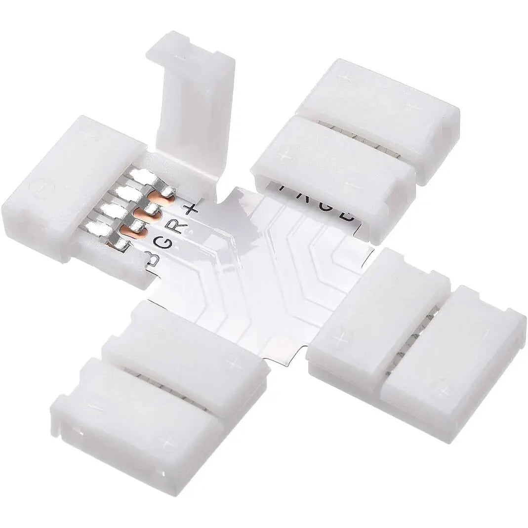 10pcs I /L/T/Cross Shape Solderless Snap Down 4Pin Conductor LED Strip Connector for Quick Splitter Connection of 10mm Wide