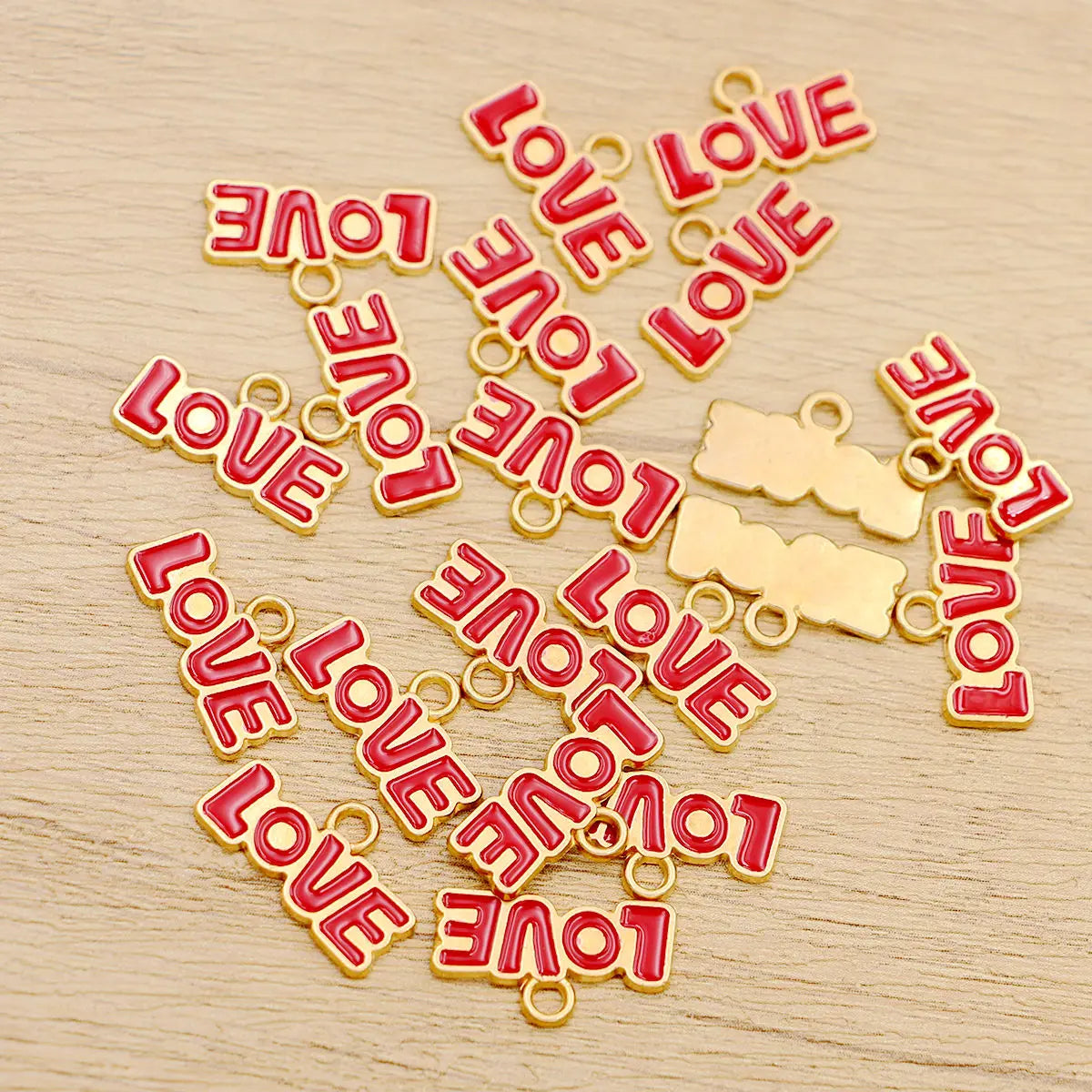 20Pcs Golden Color Red Love Charms Pendants for Jewelry Making DIY Necklace Bracelet Earrings Key Chain Accessories Valentine's
