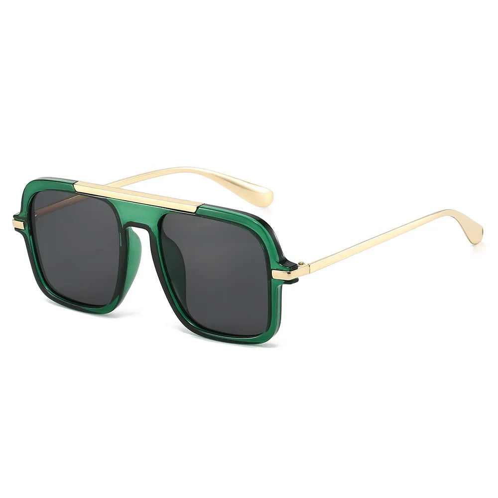 JNPCXI New Square Women Sunglasses Fashion Shades UV400 Retro Trending Leopard Green Gradient Men Sun Glasses