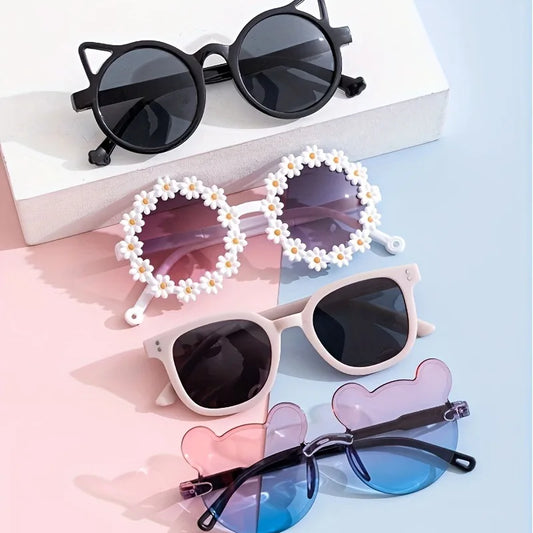 4pcs Cute Square Frame and Bear Ear Shaped Fashion Fashion Glasses