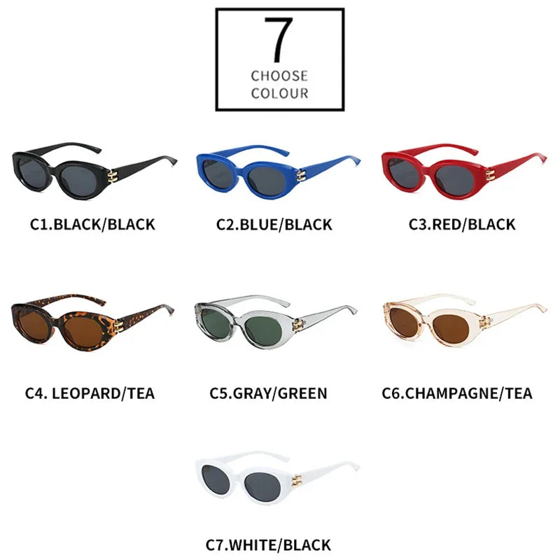 JNPCXI New Fashion Cat Eye Women Sunglasses Shades UV400 Retro Small Oval Black Men Outdoor Sun Glasses