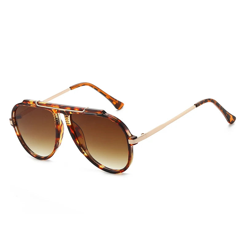 JNPCXI New Retro Oversized Big Frame Women Sunglasses Gradient Tea Color Oval Pilot Shades UV400 Cool Men Vacation Sun Glasses