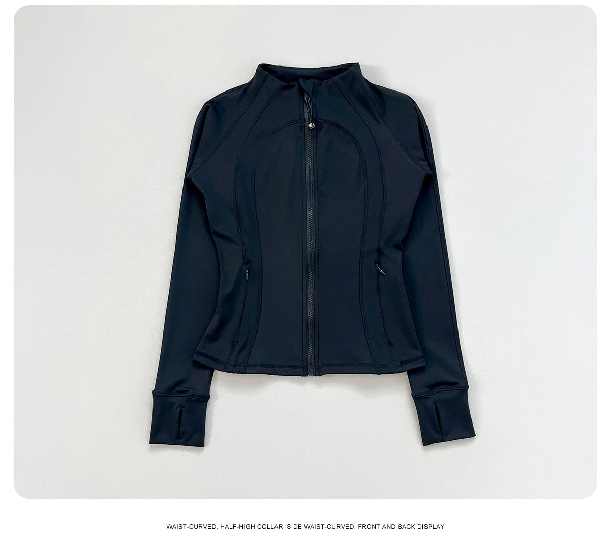 Autumn/Winter Sports Yoga Wear Full-Zip Running Jacket Lightweight Athletic Slim-Fit with Thumb Holes