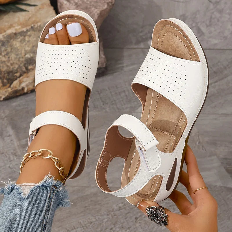 2025 Summer White Wedge Sandals Women Lightweight Hook Loop Platform Sandles Woman Thick Sole Non Slip Beach Sandalias Mujer
