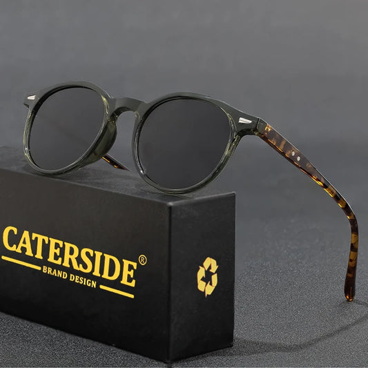CATERSIDE Men's Fashion Polarized Sunglasses Round Frame Design TAC Lens Sun Glasses Women Outdoor Driving Travel Eyewear UV400