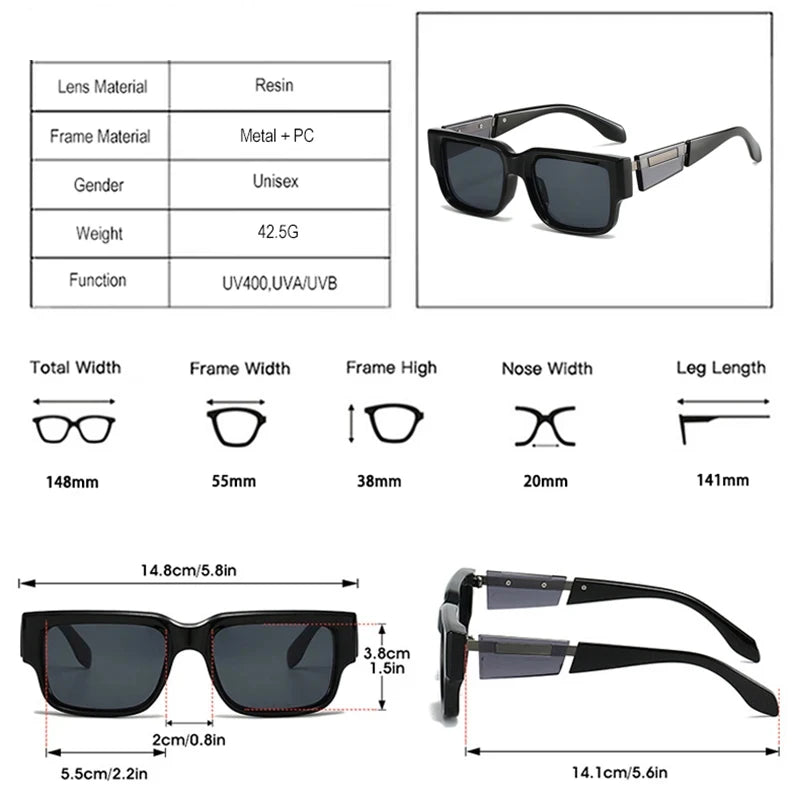 JNPCXI Ins Popular Fashion Square Women Luxury Sunglasses Shades UV400 Retro Men Punk Dark Blue Sun Glasses
