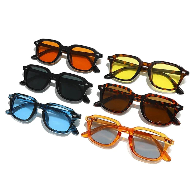 JNPCXI Square Candy Color Women Sunglasses Retro Rivets Men Trending Orange Sun Glasses Shades UV400