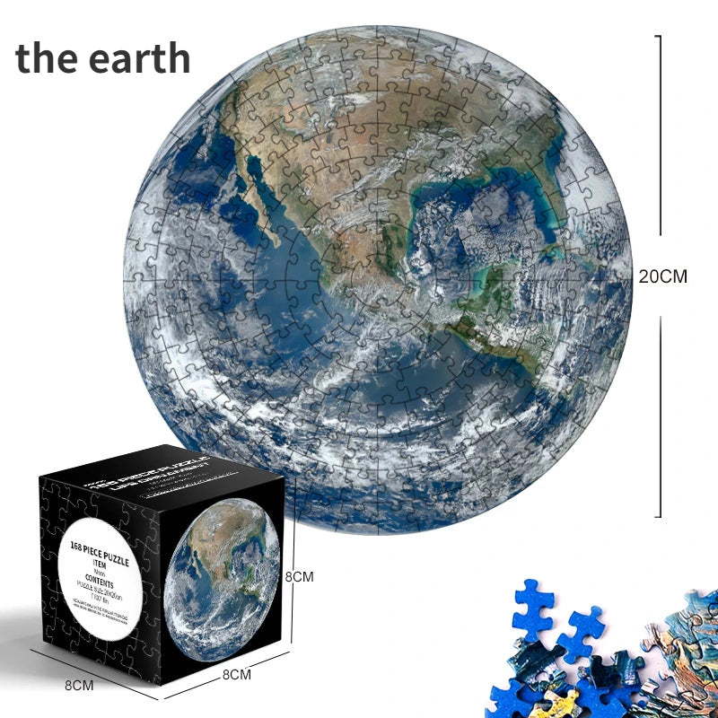 20*20cm 168 Pieces of Thickened Blue Cardboard New Mini Round Puzzle Ornament Adult Children's Toy Educational Toys