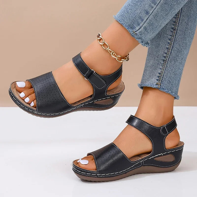 2025 Summer White Wedge Sandals Women Lightweight Hook Loop Platform Sandles Woman Thick Sole Non Slip Beach Sandalias Mujer
