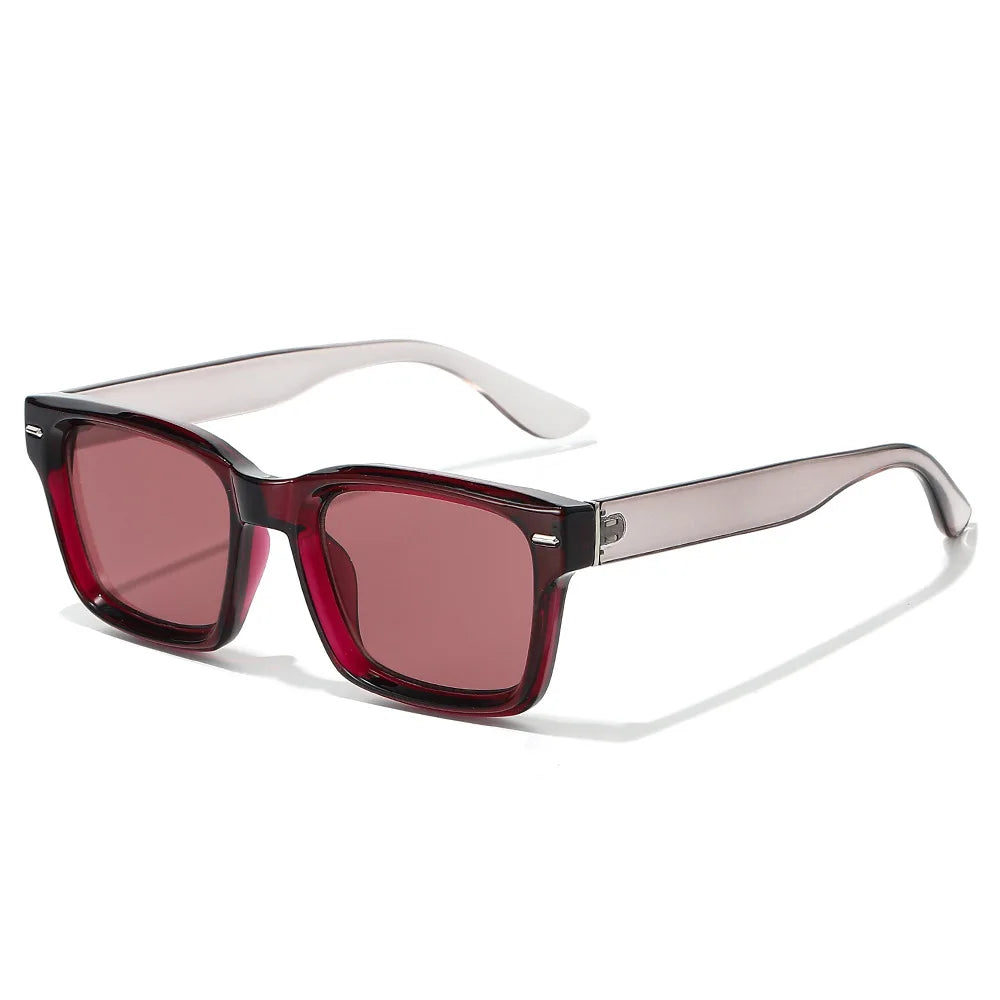 JNPCXI New Fashion Square Double Color Sunglasses Women Shades UV400 Retro Rivets Men Red Green Sun Glasses