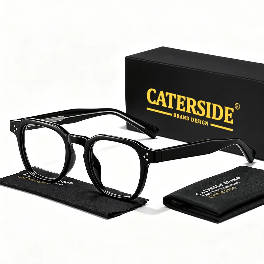 CATERSIDE Classic Men's and Women's Anti Blue Light Glasses High-Quality Tr-90 Square Eyeglass Frame Computer Protective Glasses