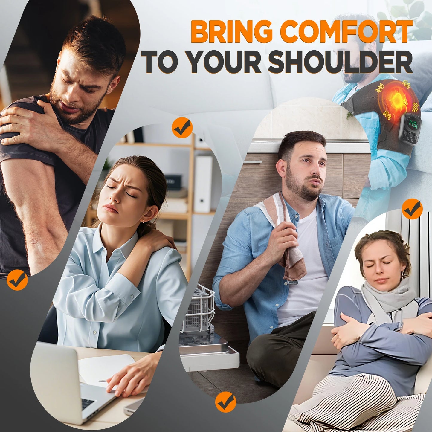 Shoulder Massager Electric Heating Shoulder Brace Belt Adjustable Heating Vibration Detachable Wireless Control Relax Muscles